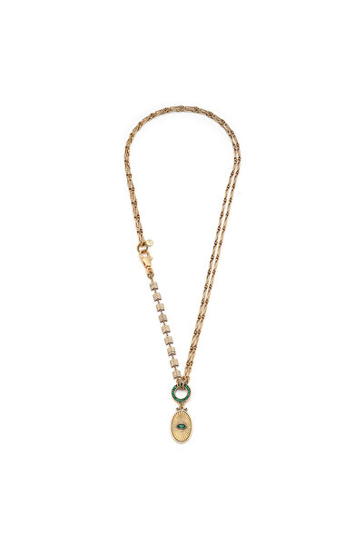 Mon Reve Vintage Eye Zirkon Göz Madalyon Charm Altın Kaplama Zincir Kolye