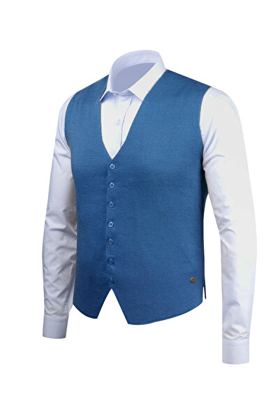 Çizgi Triko Ανδρικό πλεκτό αμάνικο γιλέκο με κουμπιά - 4241LS