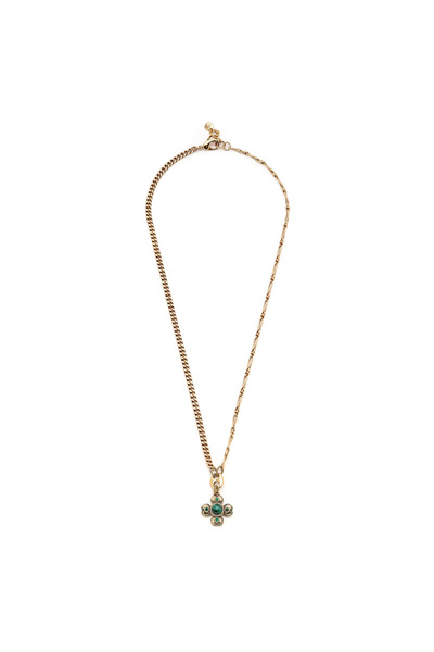 Mon Reve Still Root Malahit Doğaltaş Yonca Charm Altın Kaplama Zincir Kolye