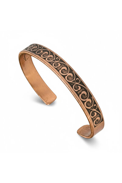 EFEMİR Copper Bracelet with Laser Pattern and Evil Eye Verse-M61733