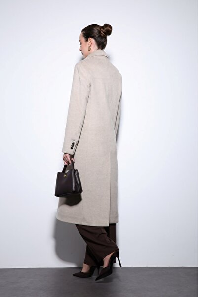 Starinci Mayo Γυναικείο παλτό Κλασικό Μοντέλο με Τσέπες Κρεμ