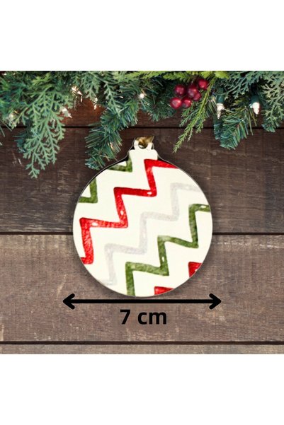 HippoDeco 7-Piece Mdf Christmas Tree Ornament Set – Decorative Round New Year Ornaments 9 cm