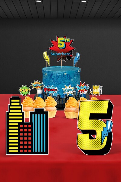 Hey Parti Superhero Birthday Party Set (3 Years Old, 4 Years Old, 5 Years Old Spider-Man Birthday Concept) - Mini