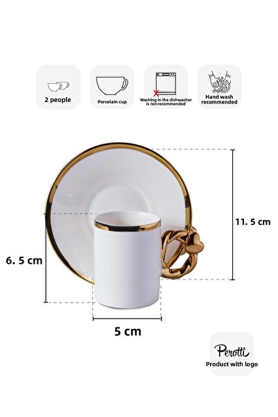 Perotti Cihangir Gold 2-Person Porcelain Coffee Cup Set