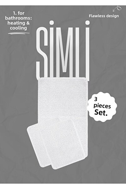 EUROBANO Synergy Silvery Washable Latex Non-Slip Base 3-Piece Bath Mat 100X60 - 50X60 - 50X60