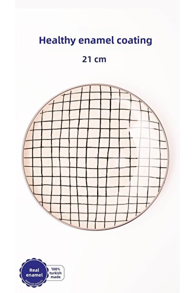 EMAYlab Black Cupid Checkered Enamel Cake/Preparation Plate