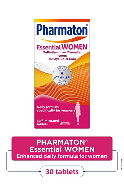 Pharmaton Essential Women 30 Tablet - Biotin, Iron, Vitamin B, Multivitamin and Minerals