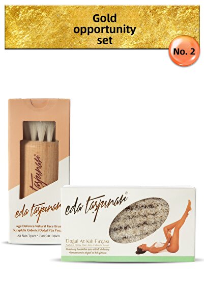 Eda Taşpınar Gold Fırsat Set No.2 Wrinkle Remover Natural Facial Brush & Natu...