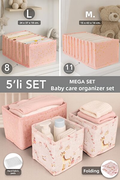 Meleni Baby 5-Piece Baby Organizer Set - Accordion Closet Drawer Organizer an...