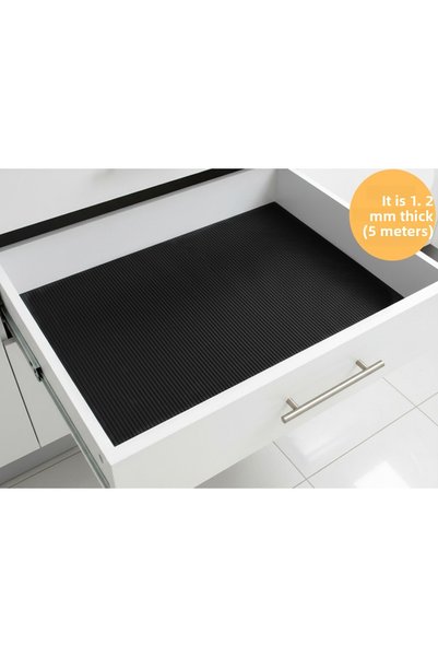 almital mobilya aksesuarları furniture accessories 48 cm X 5 Meters Black Stripe Patterned Faux Leather, Anti-Slip Carpet for Inside Drawers, Shelf Cover