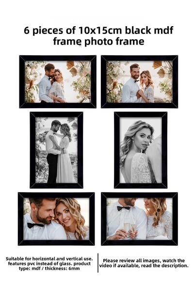 Me you 6 قطع إطار 10x15 - إطار MDF - إطار مستطيل - إطار A6 مع PVC