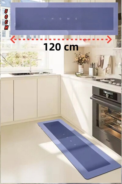 Manosta (1 Τεμάχιο) Μπλε Χρώμα 50x120 εκ. Μπάνιο, Χαλάκι κουζίνας Αντιολισθητικό Απορροφητικό Νερού - Εύκολο στο Καθάρισμα