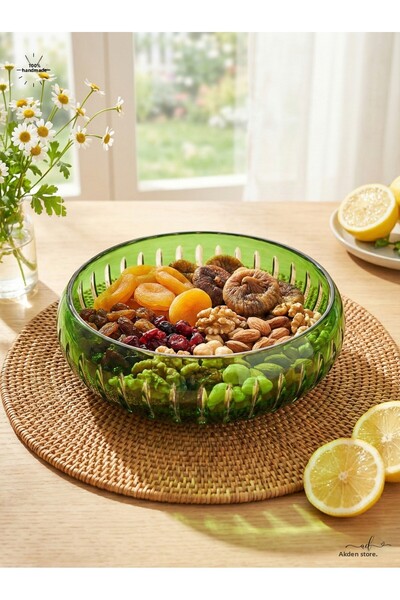 AKDEN STORE وعاء تقديم أدوات المائدة المزخرفة المصنوعة يدويًا من الكريستال