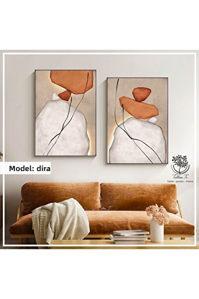 Tablomtr Set de 2 tablouri din sticlă cu rame metalice Dita