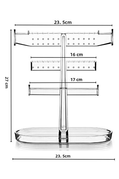 Eynel 3 Tier Vertical Jewelry Stand Makeup Organizer Transparent Stylish Jewelry Hanger