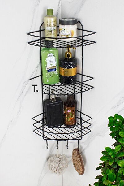 HIMYHOME حامل شامبو اقتصادي ثلاثي من الفولاذ المقاوم للصدأ مع حامل لاصق للحما...