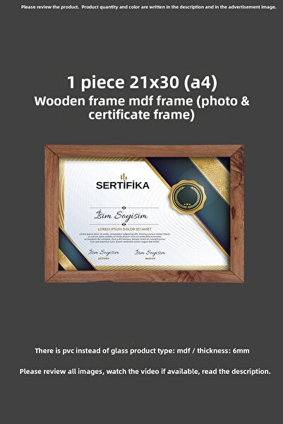 Me you 1 Piece 21X30 Frame - Mdf Frame - Photo Frame - A4 Diploma Frame - Cer...