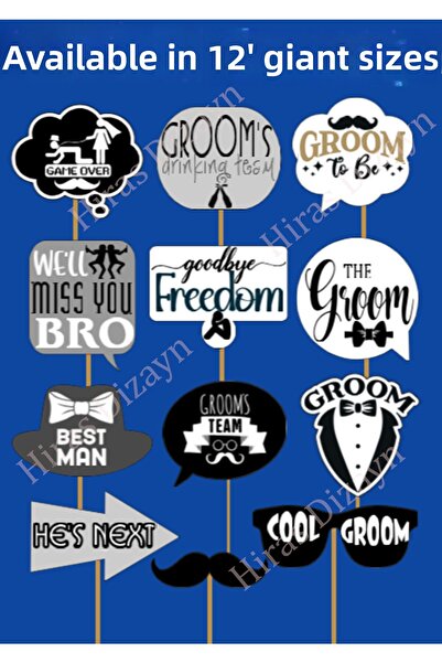 Hiras Dizayn مجموعة من 12 قطعة كبيرة الحجم من DAMAT Groom Bachelorette - بالونات الخطوبة والزفاف