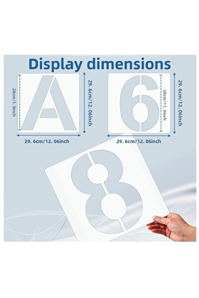 Hasyılmaz Reusable Large Letter and Number Painting Template 28cm 36 Pieces