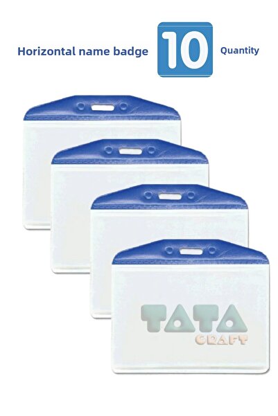 TATA CRAFT Pungă ovală pentru carduri cu guler transparent, 10 bucăți, cu accesorii pentru carduri cu dungi albastre