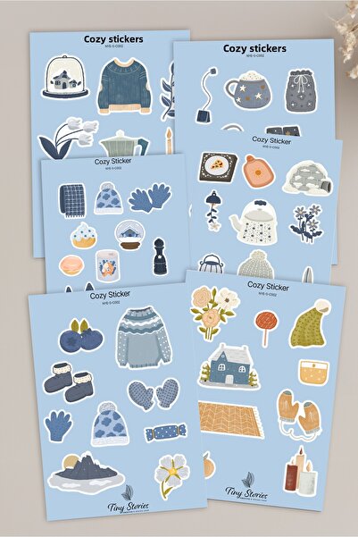 tinystoriestr مجموعة ملصقات ذات طابع مريح - 6 قطع / مفكرة، دفتر ملاحظات، مجلة...