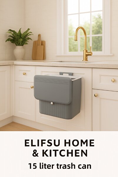 ELİFSU HOME 15 L Kitchen Countertop and Cabinet Hanging Trash Can