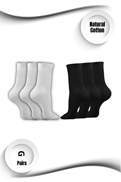 PUFAZZO Унисекс тенис спортни чорапи, комплект от 6 чифта – естествен памук, без шевове, подметка от хавлия, тенис, колеж, чорапи