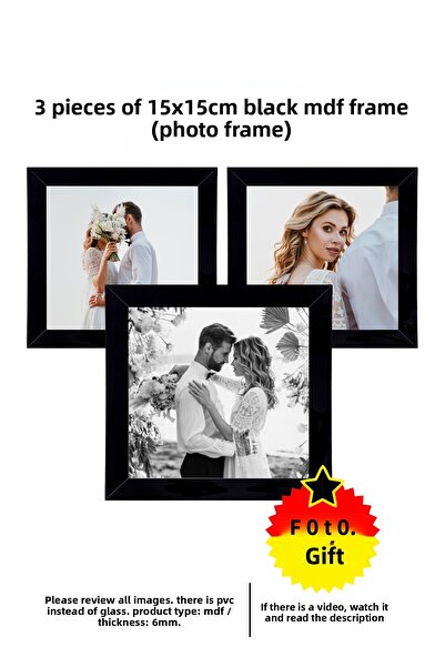 Me you 3 قطع إطار 15×15 - إطار من الخشب المضغوط - إطار صور - إطار مربع - مع ب...