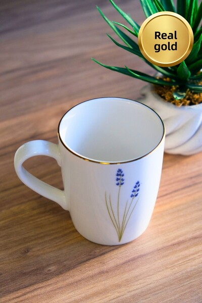 tabakevi Tabak Evi Porcelain Natura Lavender Mug with Handle 9cm 220ml Set of 4