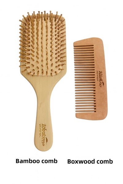 MadameNatural 100% Natural Bamboo and Boxwood Comb