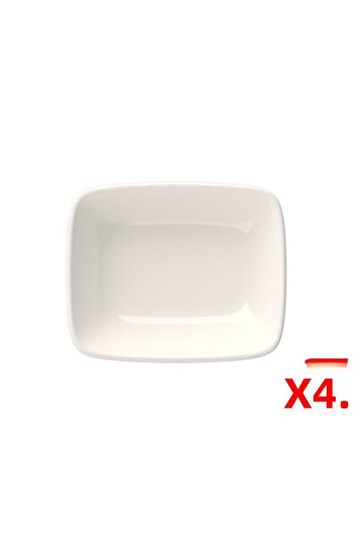 tabakevi Tabak Evi Porcelain Quadro Rectangular Boat Plate 12X8,50Cm Set of 4