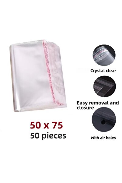 JokeyAmbalaj 50 قطعة (50×70+5) أكياس نايلون لاصقة مع شريط جيلاتيني