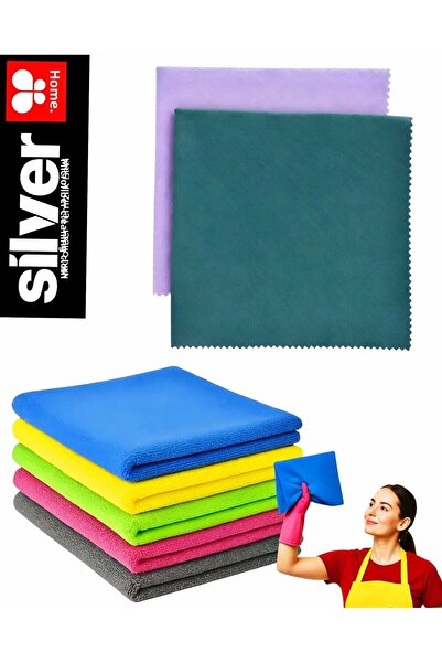 SİLVER HOME 7-Piece Microfiber Cleaning Set, 5-Piece General Purpose Super Colorful Microfiber Cloth, 2-Piece Glass Cleaning Cloth