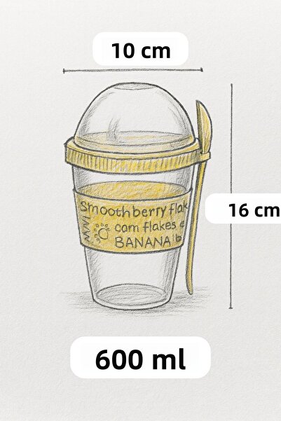 VENON Grey 🌸 Yogurt Muesli Container 600 ml 🌸 Yogurt Container Lunch Box with Lid and Spoon