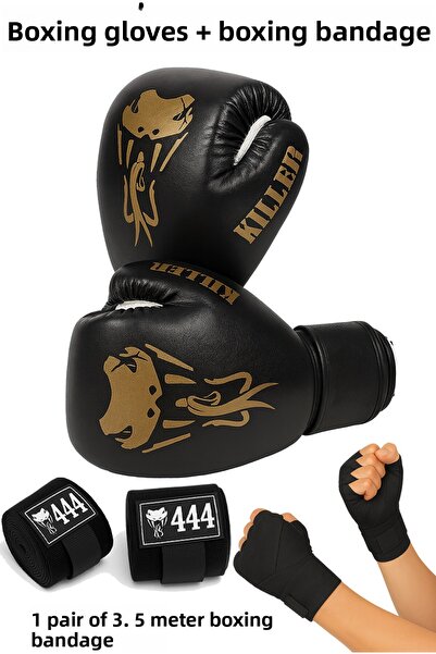GAZELMANYA قفازات ملاكمة شعر ومجموعة ضمادات قفازات ملاكمة + ضمادة ملاكمة قفاز...