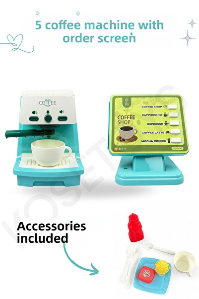 kosetoys Toy Order Display Screen Coffee Machine with Sound and Light Effects