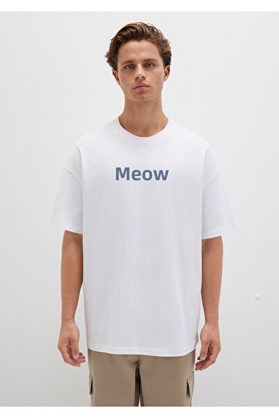 Mavi Miav Printed Oversize Λευκό T-Shirt Oversize / Wide Cut 0611704-620