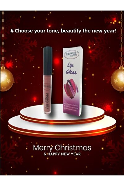 EDWOL أحمر الشفاه اللامع ذو اللون البني اللامع - سائل مكياج لامع