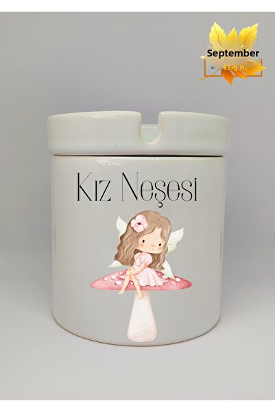 Eylül Design منفضة سجائر سيراميكية ممتعة مكتوب عليها 'فرح الفتاة' مطبوع بدون رائحة