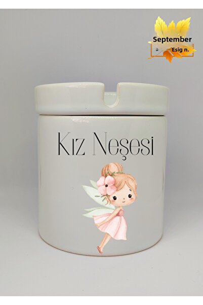 Eylül Design منفضة سجائر سيراميكية ممتعة مكتوب عليها 'فرح الفتاة' مطبوع بدون ...