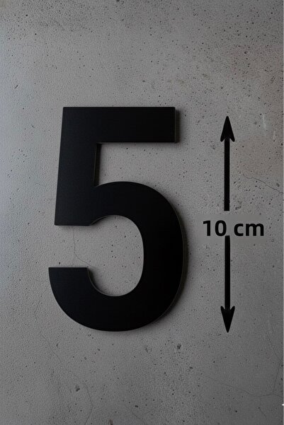 Yalıgraf Reklam Tabela رقم الباب رقم 5، زجاج شبكي أسود 10 سم، رقم باب فيلا أو شقة ذاتي اللصق