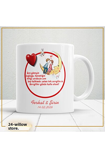 WİLLOW STORE Valentine's Day, Special for Lovers, Love, Affection Porcelain M...