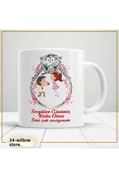 WİLLOW STORE Valentine's Day, Special for Lovers, Love, Affection Porcelain M...