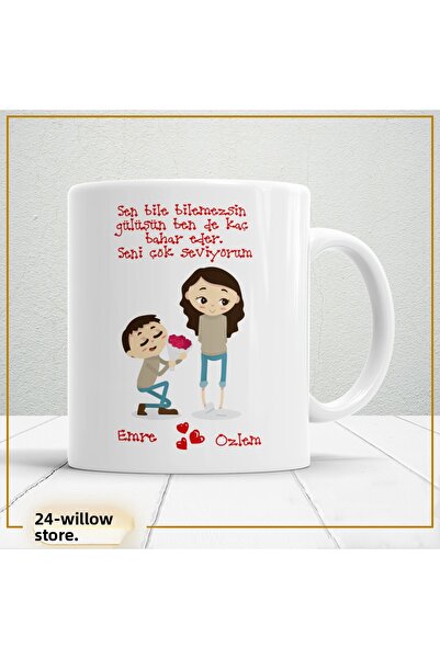 WİLLOW STORE Valentine's Day, Special for Lovers, Love, Affection Porcelain M...