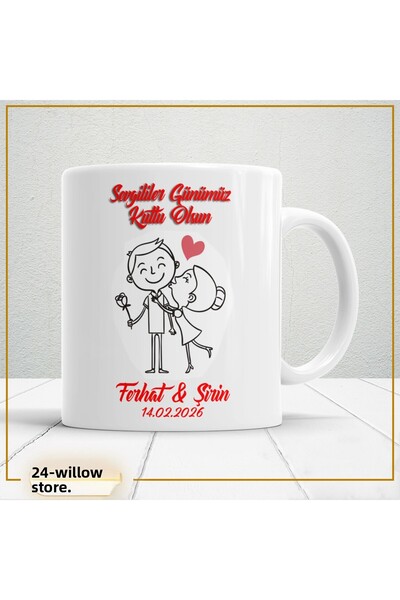 WİLLOW STORE Valentine's Day, Special for Lovers, Love, Affection Porcelain M...