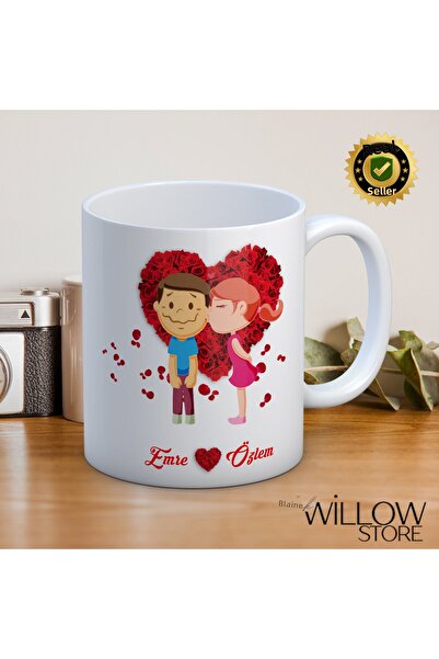 WİLLOW STORE Valentine's Day, Special for Lovers, Love, Affection Porcelain M...