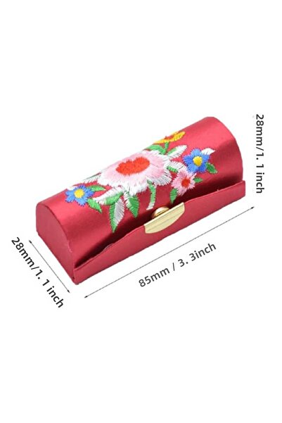 TChic Flower Pattern Satin Mirrored Lipstick Case