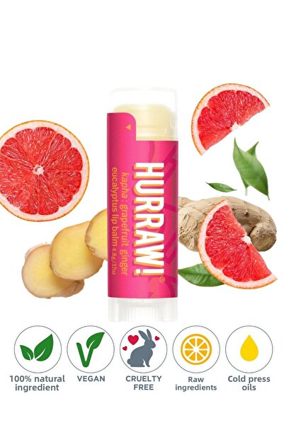 Hurraw Kapha Lip Balm Grapefruit - Ginger - Eucalyptus