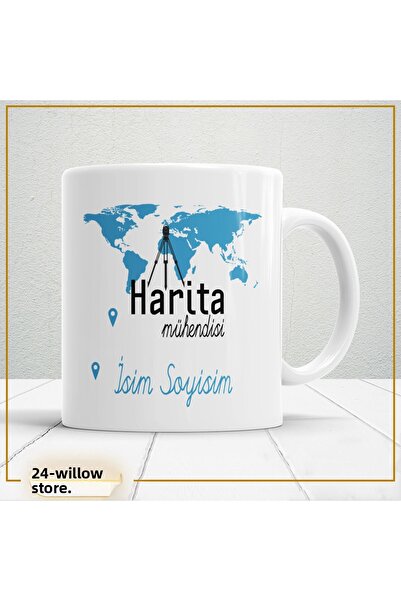 WİLLOW STORE Map Engineer Themed Porcelain Mug, Gift, High Quality, Professio...