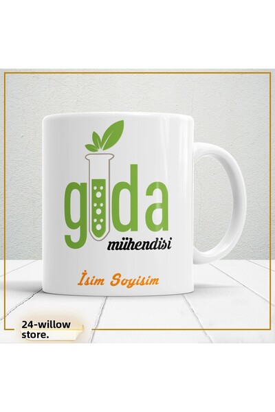 WİLLOW STORE Food Engineer 4-Themed Porcelain Mug, Gift, High Quality, Occupa...